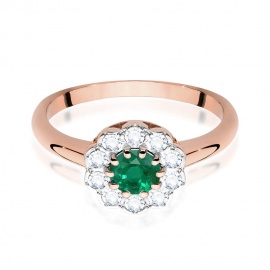 Pierścionek W0529 Szmaragd 0,50ct różowe złoto