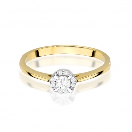 Pierścionek W0560 z diamentami żółte złoto