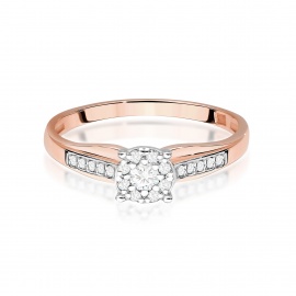 Pierścionek W0564 z diamentami różowe złoto