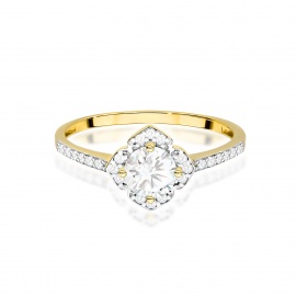 Pierścionek W0603 Białym Szafir 0,60ct żółte złoto