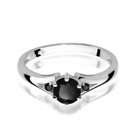 Pierścionek W0076 Czarny Diament 0,50ct białe złoto z czarnymi diamentami