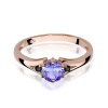 Pierścionek W0076 Tanzanit 0,50ct różowe złoto z czarnymi diamentami