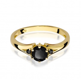Pierścionek W0076 Czarny Diament 0,50ct żółte złoto z czarnymi diamentami