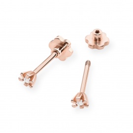 Kolczyki K0029 Diament 2 x 0,02ct różowe złoto sztyft zakręcany