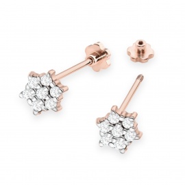 Kolczyki K0039 z diamentami różowe złoto sztyft zakręcany