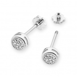 Kolczyki K0041 z diamentami białe złoto sztyft zakręcany