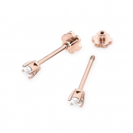 Kolczyki K0058 Diament 2 x 0,01ct różowe złoto sztyft zakręcany