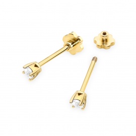 Kolczyki K0058 Diament 2 x 0,01ct żółte złoto sztyft zakręcany