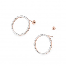 Kolczyki K0442 z diamentami różowe złoto sztyft zakręcany