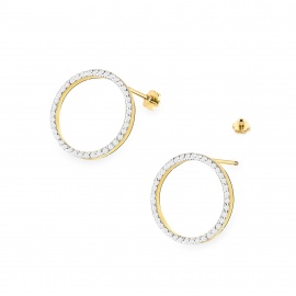 Kolczyki K0442 z diamentami żółte złoto sztyft zakręcany