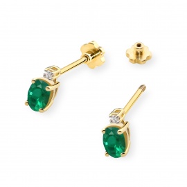 Kolczyki K0001 Szmaragd 2 x 0,40ct żółte złoto sztyft zakręcany