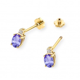 Kolczyki K0001 Tanzanit 2 x 0,40ct żółte złoto sztyft zakręcany