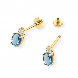 Kolczyki K0001 Topaz London Blue 2 x 0,50ct żółte złoto sztyft zakręcany