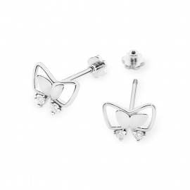 Kolczyki K0059 z diamentami białe złoto sztyft zakręcany