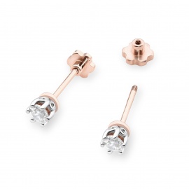 Kolczyki K0068 Diament 2 x 0,15ct różowe złoto sztyft zakręcany