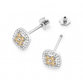 Kolczyki K0441 z diamentami białe złoto sztyft zakręcany