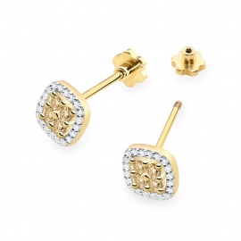 Kolczyki K0441 z diamentami żółte złoto sztyft zakręcany