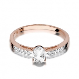 Pierścionek W0067 Biały Szafir 0,50ct różowe złoto