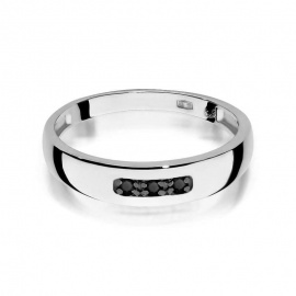 Pierścionek W0235 z Czarnymi Diamentami białe złoto