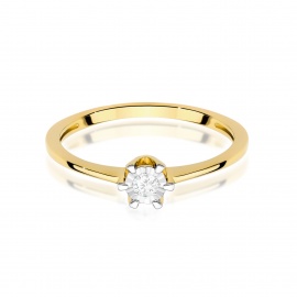 Pierścionek W0628 Diament 0,03ct żółte złoto