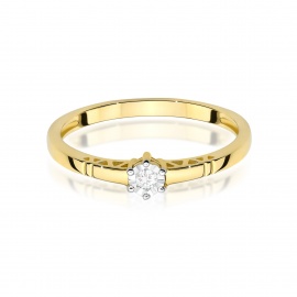 Pierścionek W0630 Diament 0,03ct żółte złoto