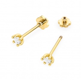 Kolczyki K0222 Diament 2 x 0,08ct żółte złoto sztyft zakręcany