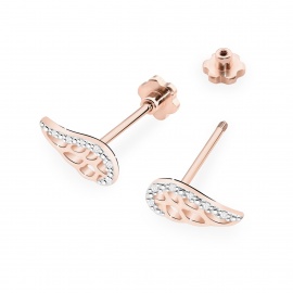 Kolczyki K0043 z diamentami różowe złoto sztyft zakręcany