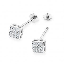 Kolczyki K0013 z diamentami białe złoto sztyft zakręcany