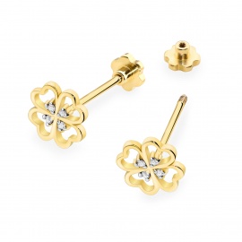 Kolczyki K0049 z diamentami żółte złoto sztyft zakręcany