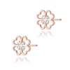 Kolczyki K0049 z diamentami różowe złoto sztyft zakręcany