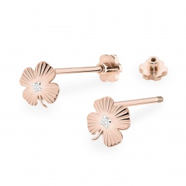 Kolczyki K0073 Diament 2 x 0,005ct różowe złoto sztyft zakręcany