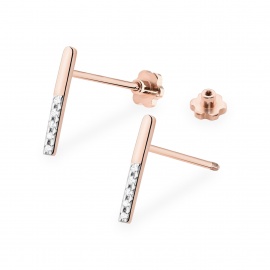 Kolczyki K0077 z diamentami różowe złoto sztyft zakręcany