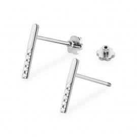 Kolczyki K0077 z diamentami białe złoto sztyft zakręcany