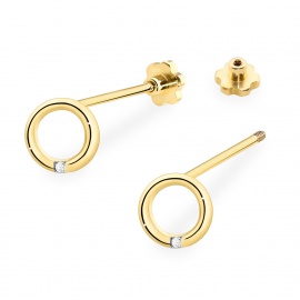 Kolczyki K0082 Diamenty 2 x 0,005ct żółte złoto sztyft zakręcany