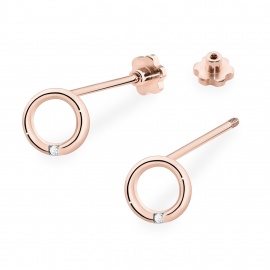 Kolczyki K0082 Diament 2 x 0,005ct różowe złoto sztyft zakręcany