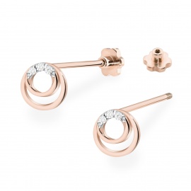 Kolczyki K0078 z diamentami różowe złoto sztyft zakręcany