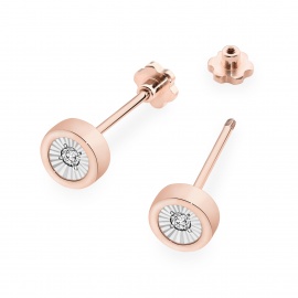 Kolczyki K0081 Diament 2 x 0,08ct różowe złoto sztyft zakręcany