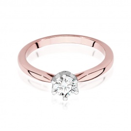 Pierścionek W0539 Diament Laboratoryjny 0,40ct różowe złoto