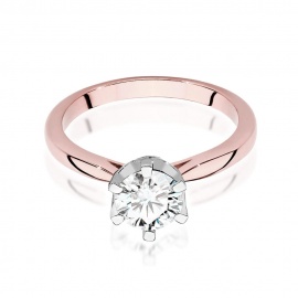 Pierścionek W0539 Diament Laboratoryjny 1,00ct różowe złoto