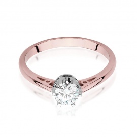 Pierścionek W0542 Diament Laboratoryjny 0,40ct różowe złoto