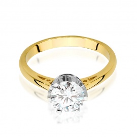 Pierścionek W0542 Diament Laboratoryjny 1,00ct żółte złoto
