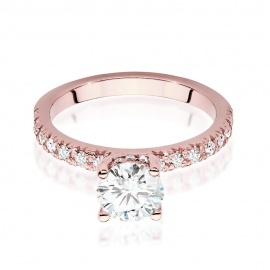 Pierścionek W0546 Diament Laboratoryjny 1,00ct różowe złoto