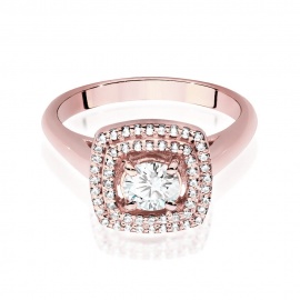 Pierścionek W0548 Diament Laboratoryjny 0,40ct różowe złoto