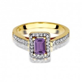 Pierścionek W0422 Ametyst 0,50ct żółte złoto