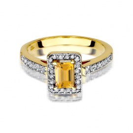 Pierścionek W0422 Cytryn 0,60ct żółte złoto