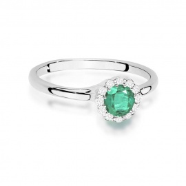 Pierścionek W0622 Szmaragd 0,50ct białe złoto