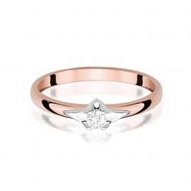 Pierścionek W0666 z diamentami różowe złoto