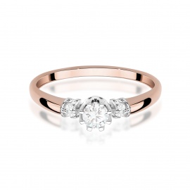 Pierścionek W0667 z diamentami różowe złoto
