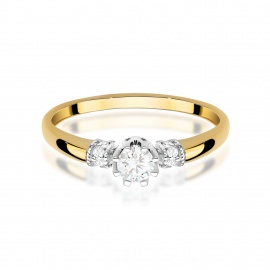 Pierścionek W0667 z diamentami żółte złoto
