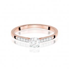 Pierścionek W0668 z diamentami różowe złoto